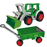 Wader XXL Gigant Traktor g Frontlader incl Anhänger Handwagen Trekker mit Hänger