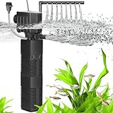 AQQA Aquarium Filter, 4 en 1 Starke Strömung Aquarium Filterpumpe, 650L/H Einstellbarer Aquarium Innenfilter für Tank bis zu 200L (18W)