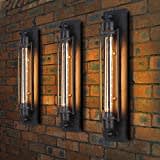 FRIDEKO HOME 3x Modern Industrial Metall Rohr Wandlampe Vintage,45CM Höhe Wandleuchte Retro Steampunk Design Querflöte Stil Lampe Deko für Bar Esszimmer Schlafzimmer Wohnzimmer Flur