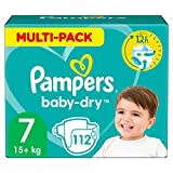 Pampers Windeln Größe 7 (15+kg) Baby Dry, MONATSBOX, Bis Zu 12 Stunden Rundum-Auslaufschutz, 112 Stück