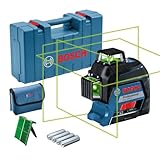 Bosch Professional Linienlaser GLL 3-80 G (grüner Laser, Innenbereich, max. Arbeitsbereich: 30 m, 4x AA Batterie, im Handwerkerkoffer)