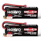 HOOVO RC Batterie 2S LiPo Akku 7,4V 5200mAh 80C Hardcase mit Deans Stecker Batterie Ersatzakku für RC Auto LKW Heli Flugzeug Rock Crawler Airplane Helicopter Rc Car Truck Boot(2 Packs