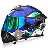 SDFGDFD Bluetooth Motorradhelm Integralhelm Motorradhelm Mopedhelm Comfort, Integralhelm mit Sonnenblende ECE/DOT-zugelassen Motorrad-Integralhelm