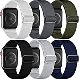 Charlam 6 pack Elastisch Loop Armband Kompatibel mit Apple Watch Armband 44mm 42mm 45mm 46mm 49mm für Herren, Verstellbares Stoff Sport Nylon Geflochten Ersatz Band für iWatch SE Series 10 9 8 7 6 5 4