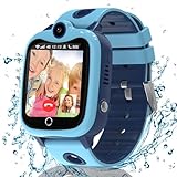 Ruopoem Smartwatch Kinder, 4G Kinder Smartwatch mit GPS mit SIM Videoanruf, GPS Uhr Kinder Anrufen Handy SOS Wasserdicht Voice Chat Spiel Schulmodus Kamera Wecker, Geschenke für Mädchen Jungen