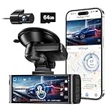 REDTIGER 4K Dashcam Auto Vorne Hinten, Touchscreen 3,18 Zoll, Kostenlose 64GB Karte, Dash Cam Auto Integriertes WiFi GPS, UHD 2160P Nachtsicht, WDR, Parkmonitor(F7N Touch)