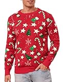 iClosam Herren Weihnachts Pullover Rundhals Strickpullover mit Festlichen Sternchen Gemütlich und Stylisch