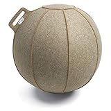 VLUV BOL VELT Filz-Sitzball, ergonomisches Sitzmöbel für Büro und Zuhause, Farbe: Greige-Melange/Braun, Ø 60cm - 65cm, 100% Merino Wollfilz, robust und formstabil, mit Tragegriff