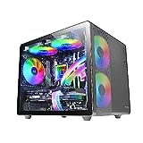 Mars Gaming MC-400 Schwarz, Kompaktes Micro-ATX-Gaming-Gehäuse, Volles Seitenfenster Gehärtetem Glas, 3X 120mm FRGB-Lüfter, Volles Mesh-Seitenteil