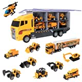 Teamsterz Baustellen Autotransporter Spielzug Set | LKW Spielzeug & Baustellenfahrzeuge Kinder | Sandspielzeug Junge & Mädchen | Spielzeugauto-Launcher | Lagerung & Rampe | Auto Spielzeug 3 Jahre