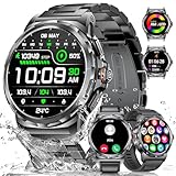 LIGE Militär Smartwatch Herren(3 Armbändern),1,43" HD AMOLED Smartwatch mit Telefonfunktion,Fitnessuhr,Schwarze Uhr mit 120+ Sportmodi,Herz-/Schlaftracking,IP68 wasserdicht sportuhr für iOS/Android