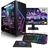 Megaport Komplett Set Gaming PC Striker AMD Ryzen 7 5700X • 24" Monitor • Windows 11 • GeForce RTX3060 12GB • 32GB DDR4 • 1TB M.2 SSD • Tastatur • Maus pc Gaming komplettpaket