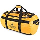 The Friendly Swede Wasserfeste Reisetasche Duffle Bag Rucksack - 30L / 60L / 90L - Seesack, Sporttasche Duffel Dry Bag mit Rucksackfunktion - SANDHAMN (Gelb, 90L)