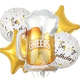 Feelairy Folienballon Bierflasche Deko, 5 Stück Luftballon Weinflasche Sektflasche Riesen Helium Ballons Bier Flasche Luftballons Happy Birthday Deko für Geburtstagsdeko Frauen Mann Party Deko