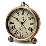 Attoe Gold Uhr, 5,2 Zoll Klassische Retro Tischuhr Europäischen Stil Vintage Stille Schreibtisch Wecker Nicht Ticken Quarzwerk Batteriebetrieben, HD Glaslinse, Leicht Zu Lesen (Rom)…