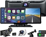 Lamto Wireless A-pple Carplay & Android Auto Stereo Empfänger mit 2K Dashcam Vorne,1080P Rückfahrkamera,9,26-Zoll Touchscreen Drahtlosem Carplay mit Siri/Bluetooth 5.0/FM/AUX/Mirror-Link/64G SD-Karte