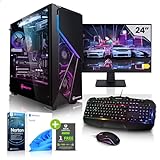 Megaport Komplett Set Gaming PC Striker AMD Ryzen 7 5700X • 24" Monitor • Windows 11 • GeForce RTX3060 12GB • 32GB DDR4 • 1TB M.2 SSD • Tastatur • Maus pc Gaming komplettpaket