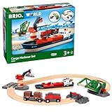 BRIO World 33061 Container Hafen Set - Mit Hafenbrücke und beweglichem Kran zum Beladen des Frachtschiffes - Geeignet für Kinder ab 3 Jahren