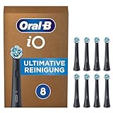 Oral-B iO Ultimative Reinigung Aufsteckbürsten für elektrische Zahnbürste, 8 Stück, ultimative Zahnreinigung, original Zahnbürstenaufsatz für Oral-B Zahnbürsten, briefkastenfähige Verpackung, Schwarz