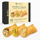 Italienische spezialitäten, Sizilianische Mini-Cannoli 450g gefüllt mit Pistaziencreme, schokolade und Haselnuss. 18 Mini-Cannoli, Italian kekse großpackung ins Geschenkbox. Weihnachts süßigkeiten