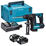 Makita Bohrhammer Brushless 2 Funktionen mit 2 Akkus - Schwarz / Blau - 18 V 5 Ah dhr171rtj, 3 kg