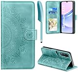 EASDNB Lederhülle für Samsung Galaxy A15 5G/4G Hülle, Handyhülle für Galaxy A15 5G Flip Wallet PU Leder Case [Kartenfach] [Magnet] [Ständer] Klapphülle Schutzhülle für Samsung A15 5G/4G, Grün