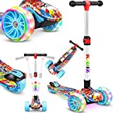 Kidiz® Roller Kinder Scooter X-Pro2 Dreiradscooter mit PU LED Leuchtenden Räder Kinderroller faltbar Tret-Roller höhenverstellbarer Cityroller Kinderscooter für Jungen Mädchen 3-12 Jahre, Graffiti