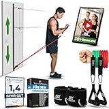 DX Fitness Höhenverstellbarer Türanker mit Fitnessbändern und WORKOUTVIDEOS, Türanker Resistance Bands Set, Fitnessgeräte für Zuhause, Kraftraining, Multi Expander Sportgeräte