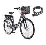 TELEFUNKEN E-Bike Damen 28 Zoll Alu mit 7-Gang Shimano Nabenschaltung, Pedelec Citybike, 250W und 13Ah, 36V Lithium-Ionen-Akku, Elektrofahrrad Damen/Herren, RC657 Multitalent