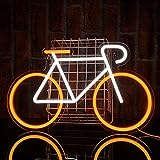 PILOYINDE Fahrrad Neon Schild gelb weißes Neon Wanddekor Led Schild personalisiertes USB-betriebenes Neonschild für Schlafzimmer Restaurant Bar Deko