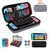 Zubehörsets für NS Switch, innoAura 11 in 1 NS Switch Accessories Kit Enthalten Switch Tasche, Game Card Slot Halter, TPU Cover, Joycon Covers, Thumb Caps & Switch Schutzfolie