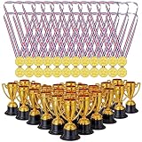 THE TWIDDLERS - 48 Piece Plastic Trophy & Medals Awards Winner Set - Parfait pour les compétitions, le football, la danse, la reconnaissance et l'accomplissement.