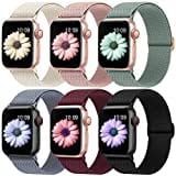 Higgs 6 Stück Ersatzarmband Kompatibel mit Apple Watch Armband 42mm 41mm 40mm 38mm für Damen Herren, Nylon Solo Loop Elastisch Stoff Sport Armbänder für iWatch SE Series 10 9 8 7 6 5 4 3 2 1, Dehnbar