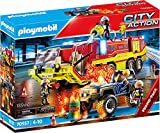 PLAYMOBIL City Action 70557 Feuerwehreinsatz mit Löschfahrzeug, Inkl. Licht- und Soundeffekt, Für Kinder von 4-10 Jahren