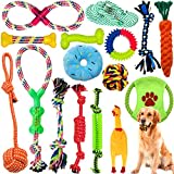 Amzeeniu Hundespielzeug,16 Pcs Seil Ball Hunde robuste Zähne Kauen langlebig Spielzeug Zahntraining Set Für Kleine mittelgroßen Hund Interaktives Spielset Unzerstoerbar BaumwollknotenTau Tier