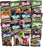 Trolli Halloween Süßigkeiten, 18 Teile einzeln verpackt, Sparpack mit 4 Sorten, 350g Trolli Süßigkeiten Box