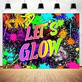 Neon Glow Party-Dekorationen, Hintergrund, Graffiti-Farbe, leuchtet im Dunkeln, Let's Glow Banner, Fotografie-Hintergrund, Geburtstagsparty, Graffiti, Spritzfarbe, Schwarzlicht, Kinder-Fotokabine, 2,4