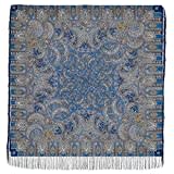 Original groß blau Lang Damen Russischer Pawlow Pavlovo Posad Schal Tuch Umschlagtuch 100% Wolle, mit Paisley und Blumen, mit Seidenfransen, hochwertige Stola - sehr hohe Qualität 125cm x 125cm