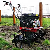 HECHT starke 4,8 kW / 6,5 PS Benzin Motorhacke I 4-Takt Motor I 32-84 cm Arbeitsbreite I 24 robuste Messer – bis 32 cm tief Gar-ten umgraben und Boden auflockern I Gartenfräse - Bodenfräse