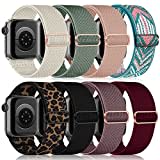 chinbersky 8 Stück Elastisches Nylon Loop Armband Kompatibel mit Apple Watch Armband 40mm 41mm 38mm,Stoff Verstellbares Dehnbare Sport Ersatzarmband für iWatch Ultra Series 10/9/8/7/6/5/4/3/2/1/SE