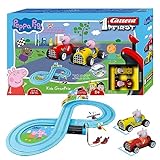 Carrera First Peppa Pig Kids Rennbahn-Set | Peppa vs. George | 2,4m Spielstrecke | Spaß mit Peppa Pig | Ab 3 Jahren | Batteriebetrieben