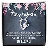 An meinen Schatz Halskette mit Karte Herz Kette mit LED Box und Spruch für Damen Frau Partnerin Freundin oder Verlobte zum Jahrestag Geburtstag Weihnachten (Standard Box - 925S Silber)