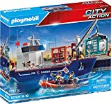 PLAYMOBIL City Action 70769 Großes Containerschiff mit Zollboot, Schwimmfähig, Ab 4 Jahren