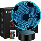 Linkax Fussball Geschenke Jungen Mädchen, Fußball Geschenke für Jungs, 3D Nachtlicht Kinder Optische Täuschung Lampe 16 Farben Ändern, Geburtstagsgeschenk 7 8 9 10 jahre Zimmer Schlafzimmer Deko