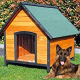 zooprinz Premium Hundehütte Luna - aus wetterfestem Vollholz, Dach zum Öffnen und Lamellentür - ideal für draußen - mit natürlichen Farbe gestrichen - 2 Größen zur Wahl -Hundehaus Hundehütte (XL)