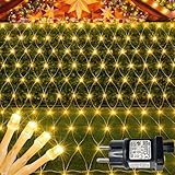 Hopelit LED Lichterkette Netz, 3x3m 272 Led Lichternetz, Lichterkette Außen Netz Erweiterbar mit SteckerTimer 9 Modi, Lichterkete für Büsche Garten Zimmer Balkon Weihnachten Party -Warmweiß