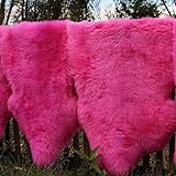 Hollert Lammfell Merino Pink kuschelig flauschig Schaffell waschbar Echtfell Läufer Teppich für Wohnzimmer Kinderzimmer Schlafzimmer Größe 100-110